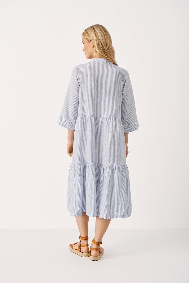 Linen Tiered Midi Shirt Dress